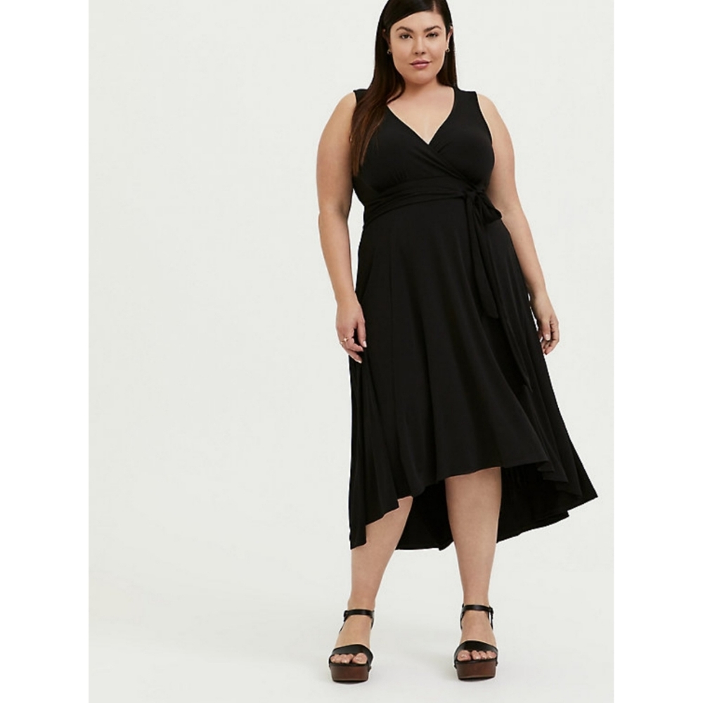 TORRID NWT Black Studio Knit Tie Front Hi-Lo Dress